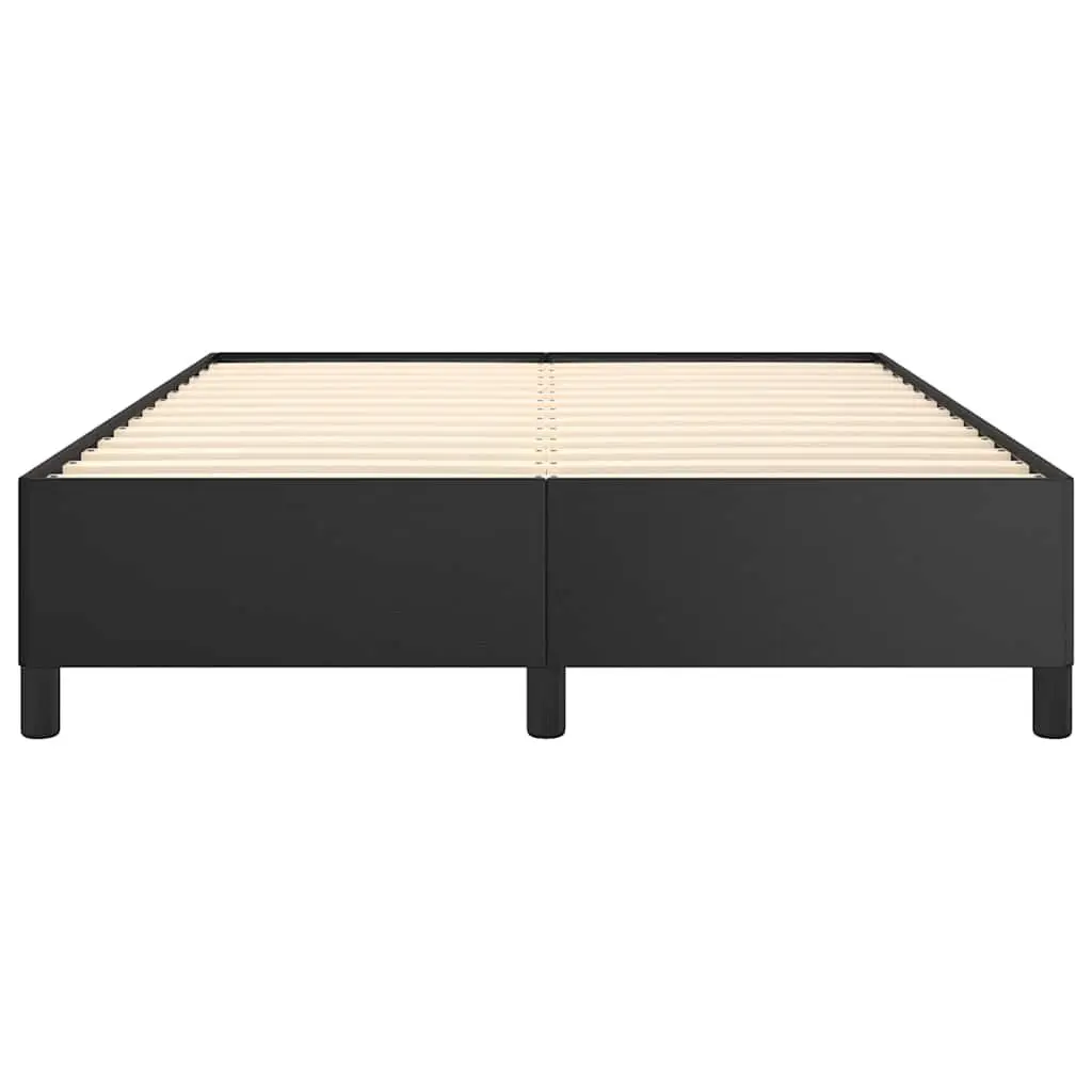 Black Faux Leather Double Bed Frame 137x187cm Plywood Slats Support Legs
