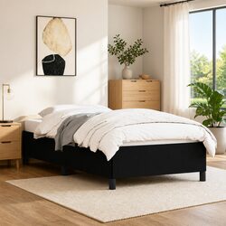 King Single Bed Frame in Black Faux Leather