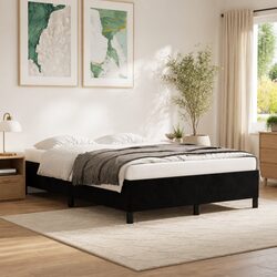 Cozy Black Velvet Double Bed Frame 137x187cm