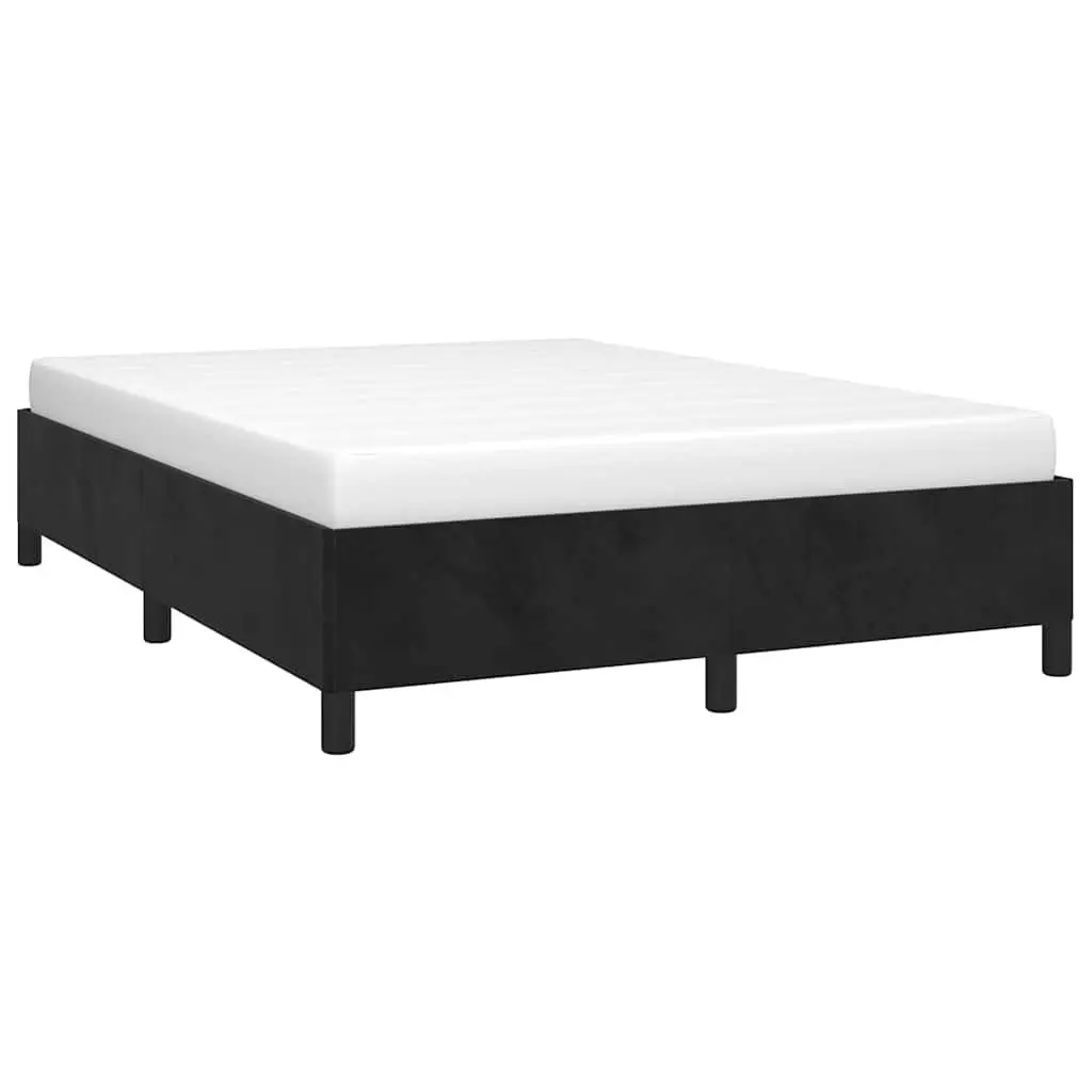Double Bed Frame Black Velvet Upholstered 137x187cm Bedroom Furniture No