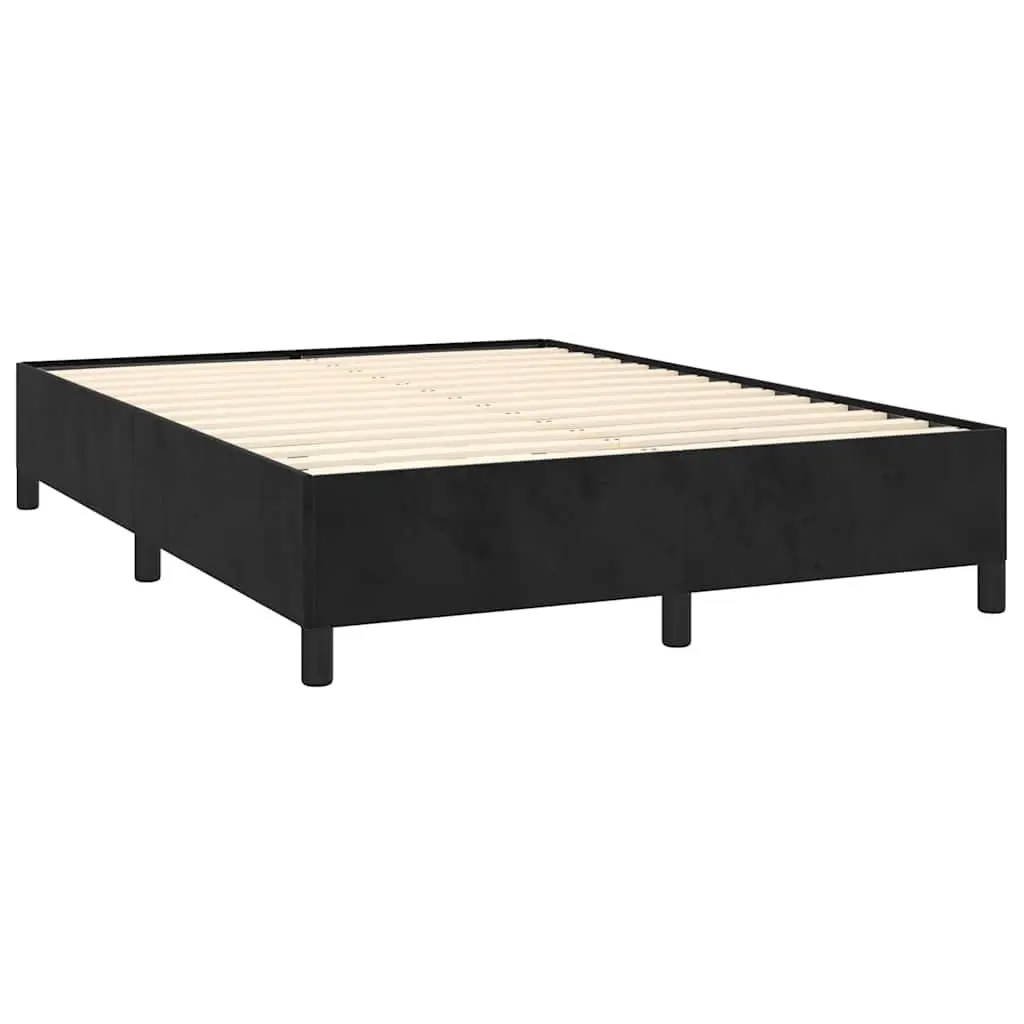 Double Bed Frame Black Velvet Upholstered 137x187cm Bedroom Furniture No