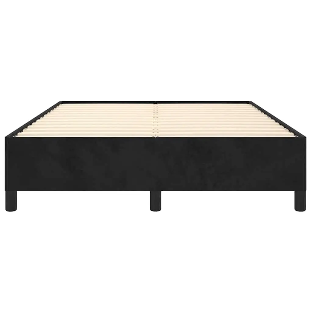 Double Bed Frame Black Velvet Upholstered 137x187cm Bedroom Furniture No