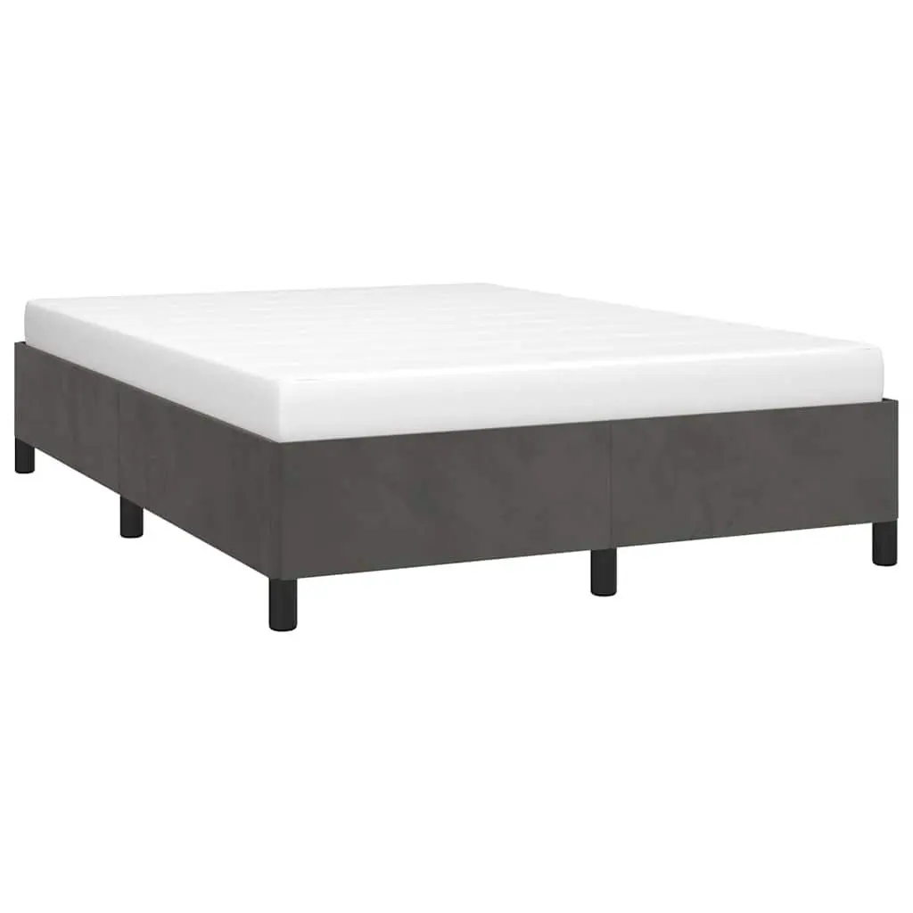 Grey Velvet Upholstered Queen Bed Frame 152x203cm