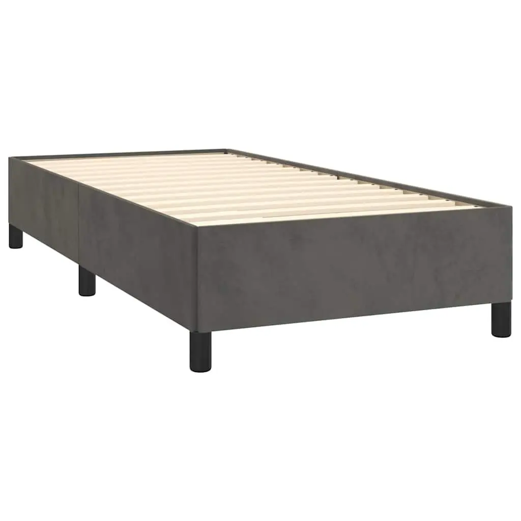 King Single Bed Frame Grey Velvet Upholstered Bedroom Furniture Support Legs