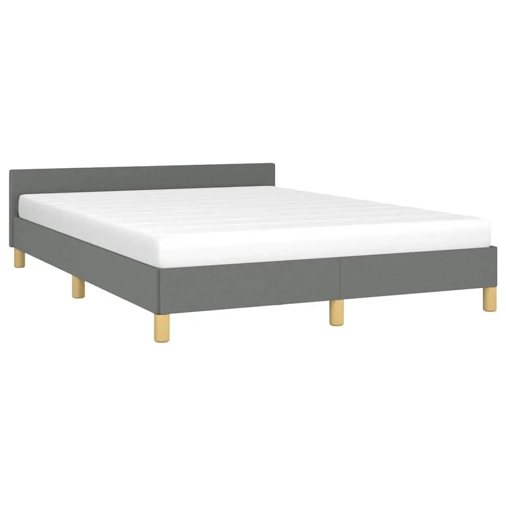 Grey Fabric Double Bed Frame with Headboard
