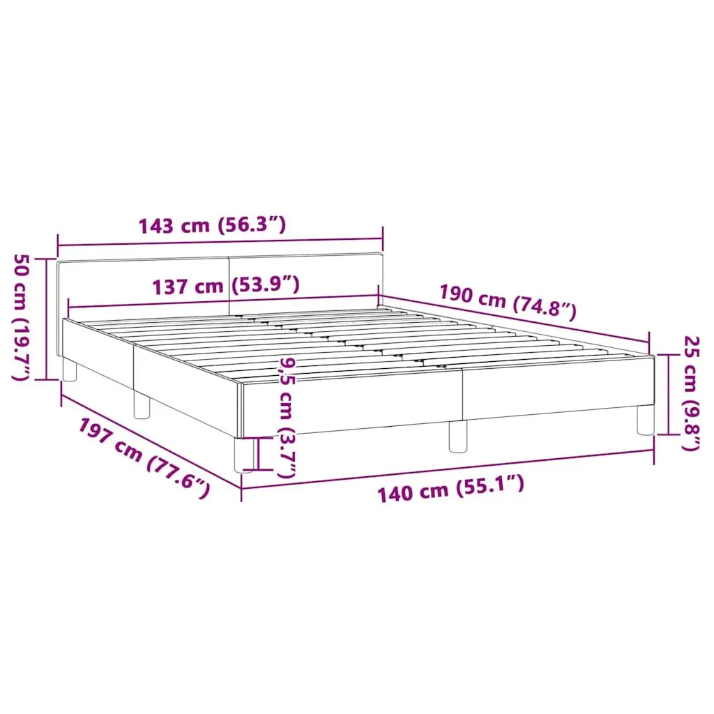 Grey Fabric Double Bed Frame with Headboard