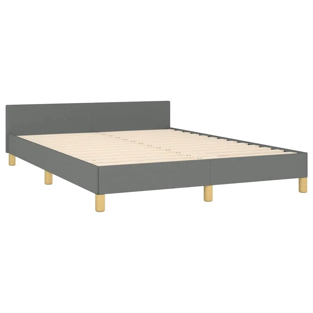 Queen Bed Frame with Grey Fabric Upholstered Headboard