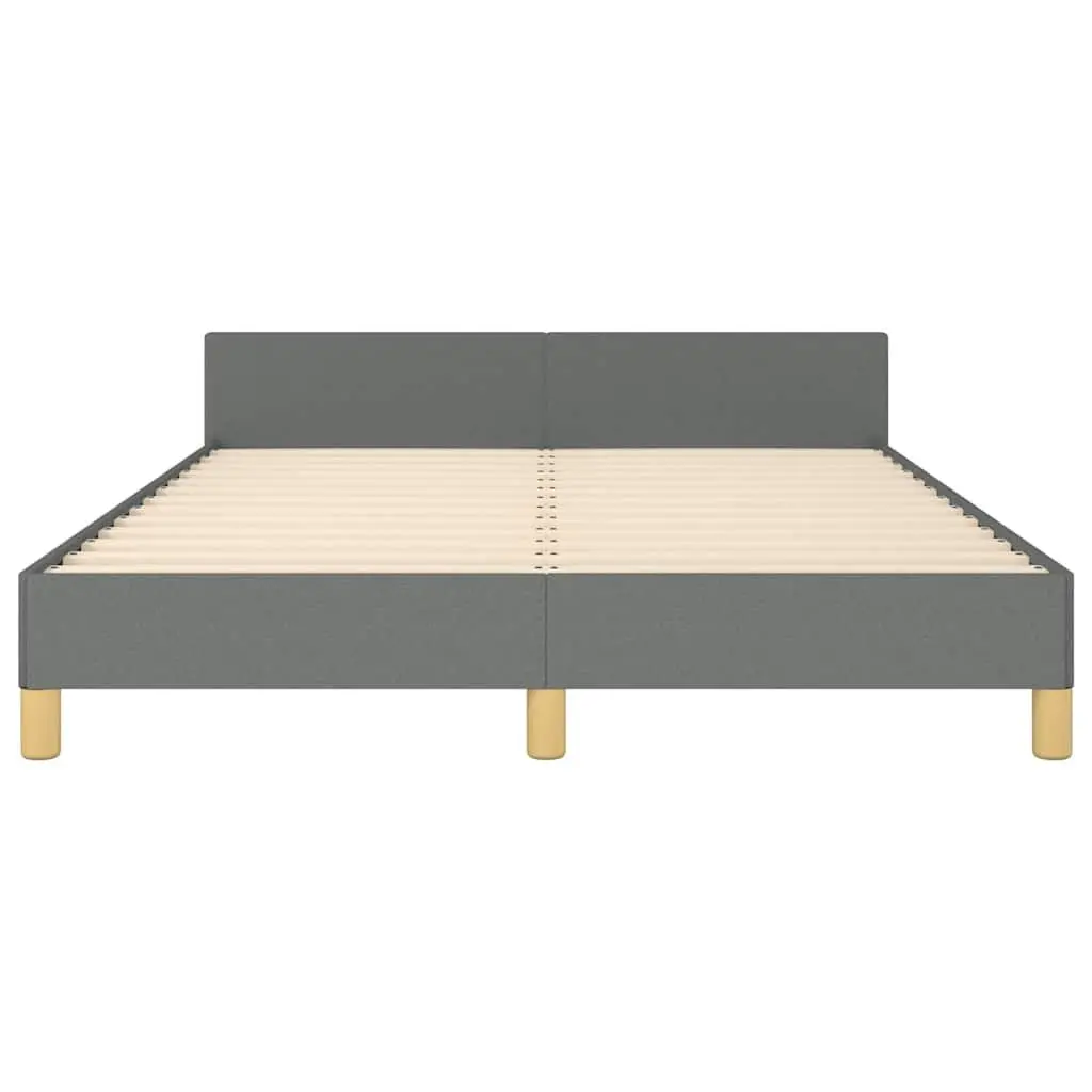 Queen Bed Frame with Grey Fabric Upholstered Headboard