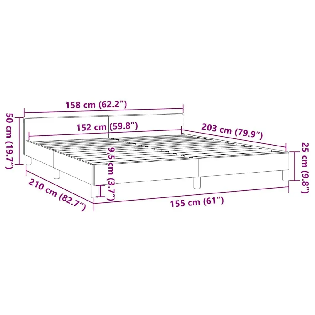 Queen Bed Frame with Grey Fabric Upholstered Headboard