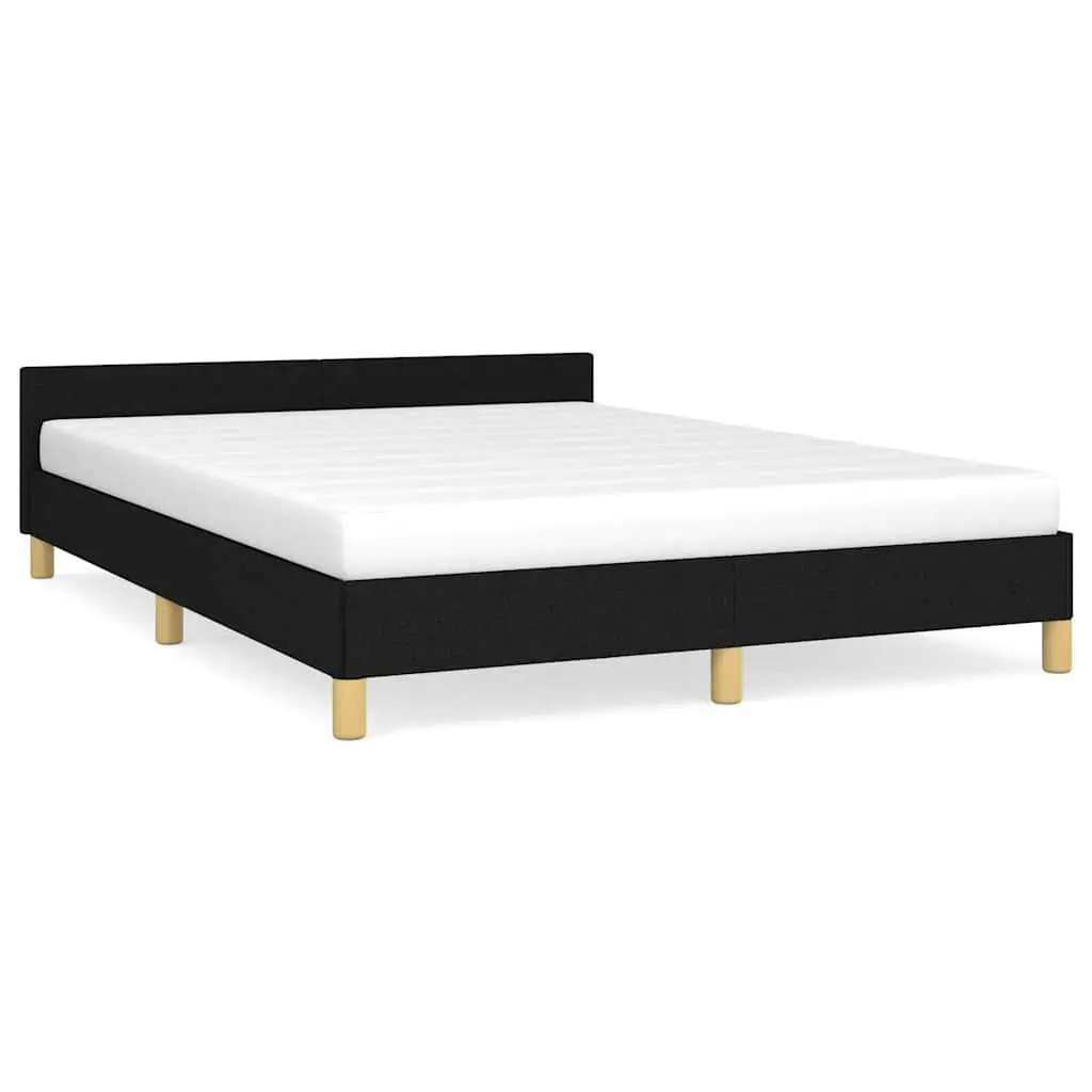 Queen Bed Frame with Headboard in Black Fabric