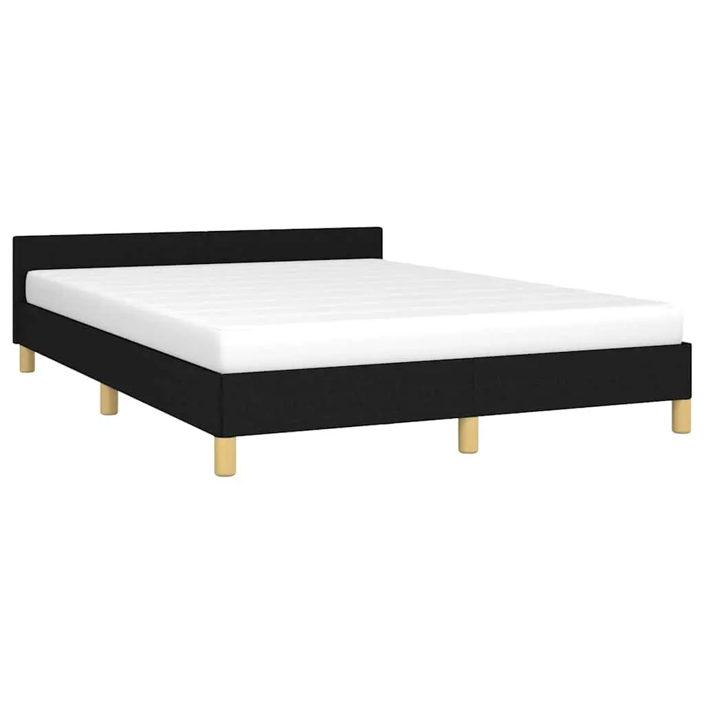 Queen Bed Frame with Headboard in Black Fabric