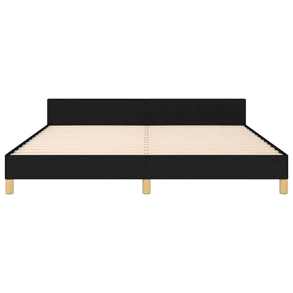 Queen Bed Frame with Headboard in Black Fabric
