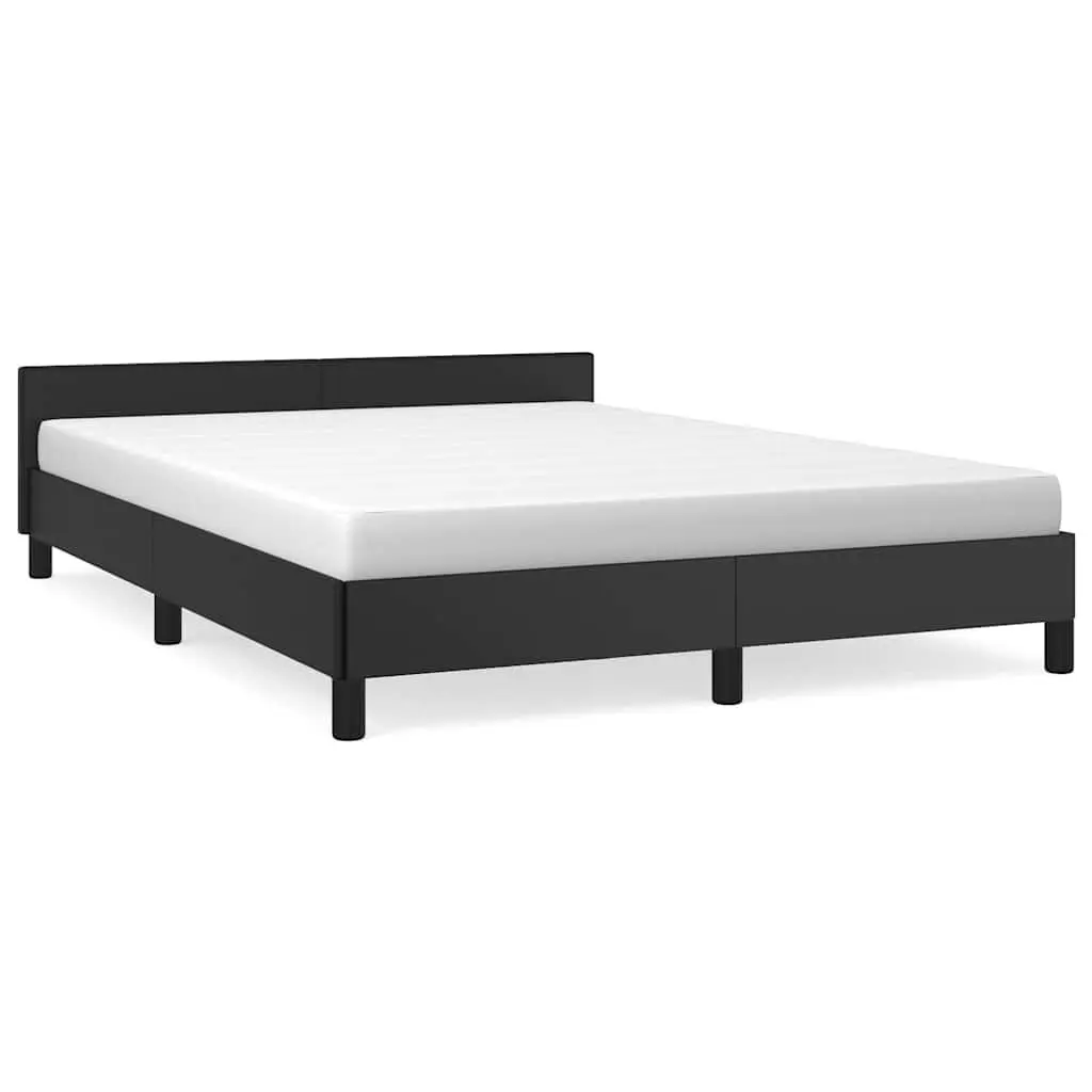 Double Bed Frame Black Faux Leather Upholstered 4ft6 Plywood Slats