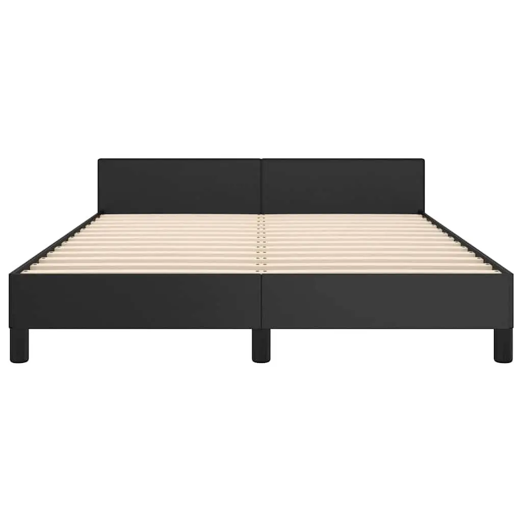 Double Bed Frame Black Faux Leather Upholstered 4ft6 Plywood Slats