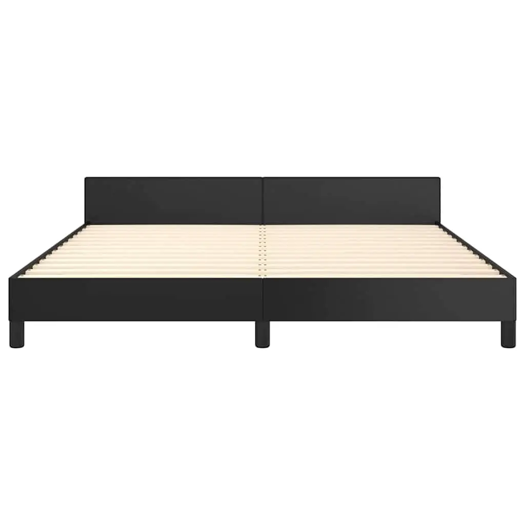 Queen Faux Leather Bed Frame with Headboard in Black