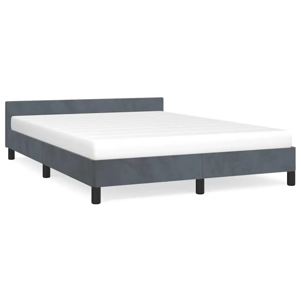 Grey Velvet Queen Bed Frame with Headboard