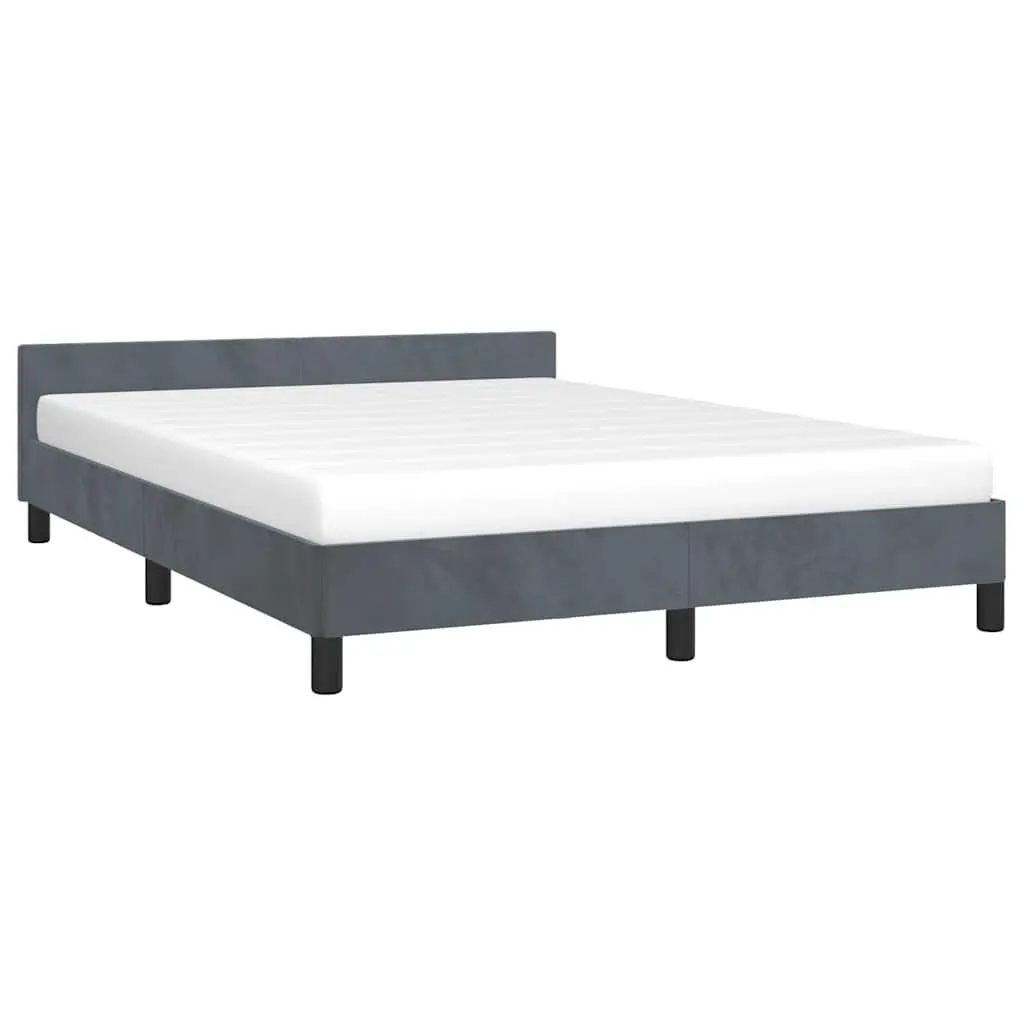 Grey Velvet Queen Bed Frame with Headboard