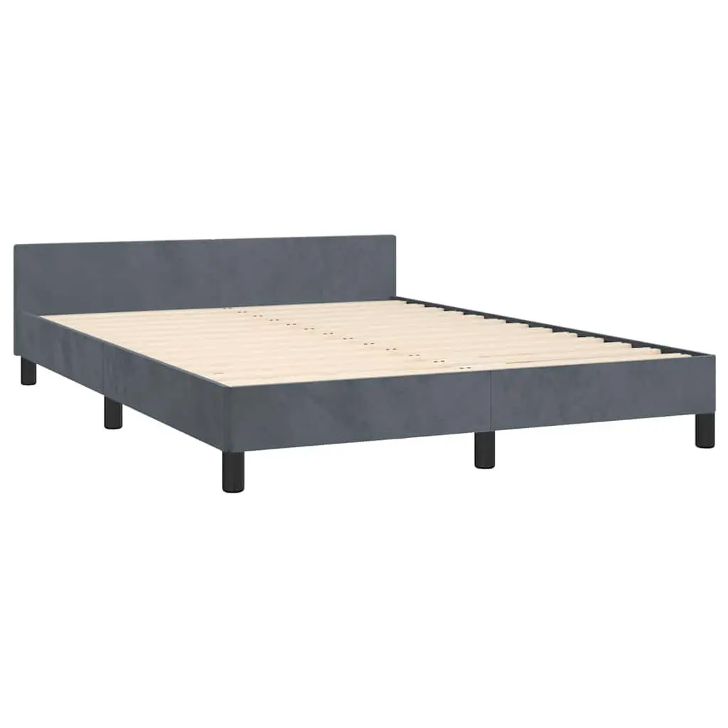 Grey Velvet Queen Bed Frame with Headboard