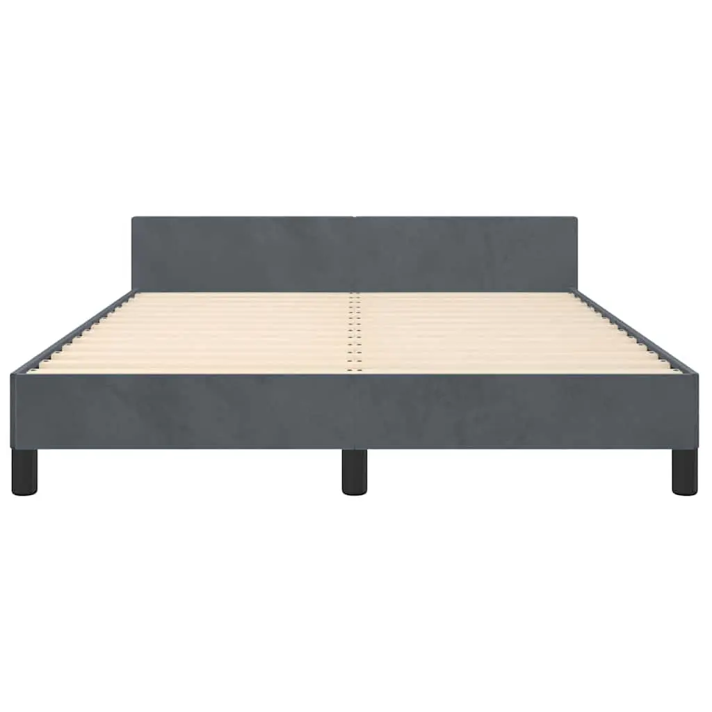 Grey Velvet Queen Bed Frame with Headboard