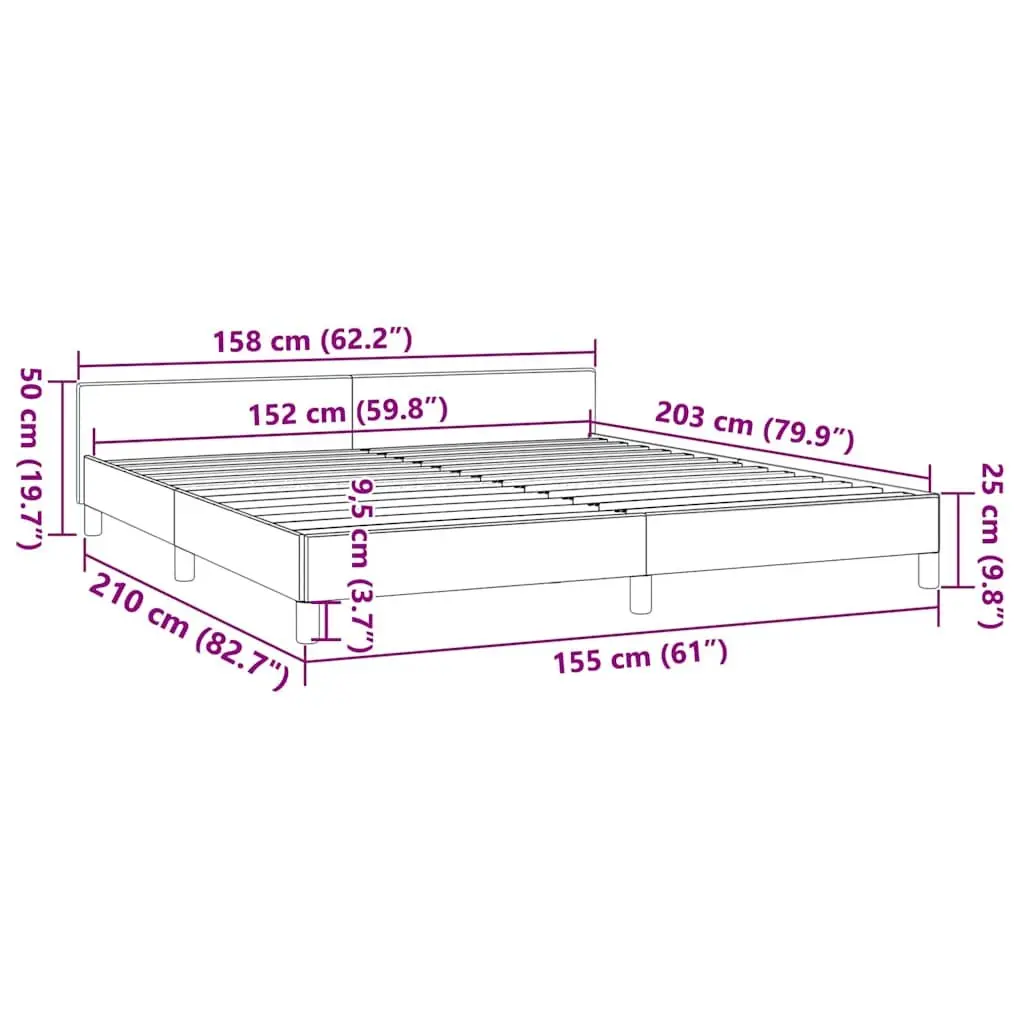 Queen Bed Frame with Black Velvet Headboard