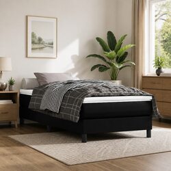 Medium Firm Pocket Spring Mattress in Black Faux Leather