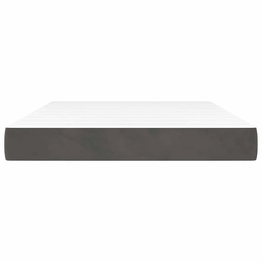 Double Mattress Medium Firmness Velvet Grey 137x190x20cm Pocket Spring