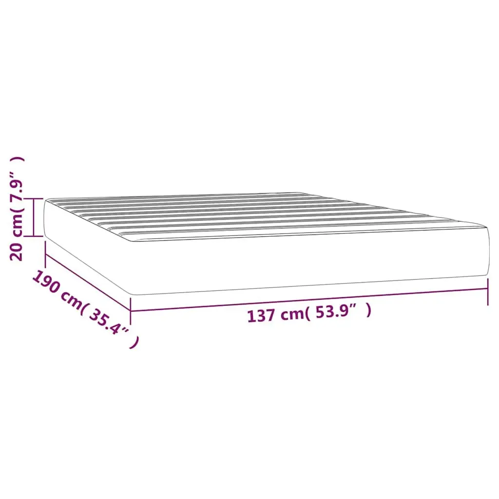 Double Mattress Medium Firmness Velvet Grey 137x190x20cm Pocket Spring