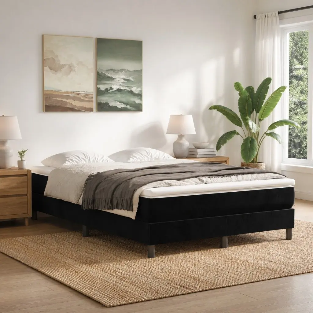 Medium Firm Pocket Spring Mattress in Black Velvet 137x190x20cm