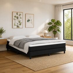 Queen Size Medium Firm Pocket Spring Mattress Black 153x203x20cm