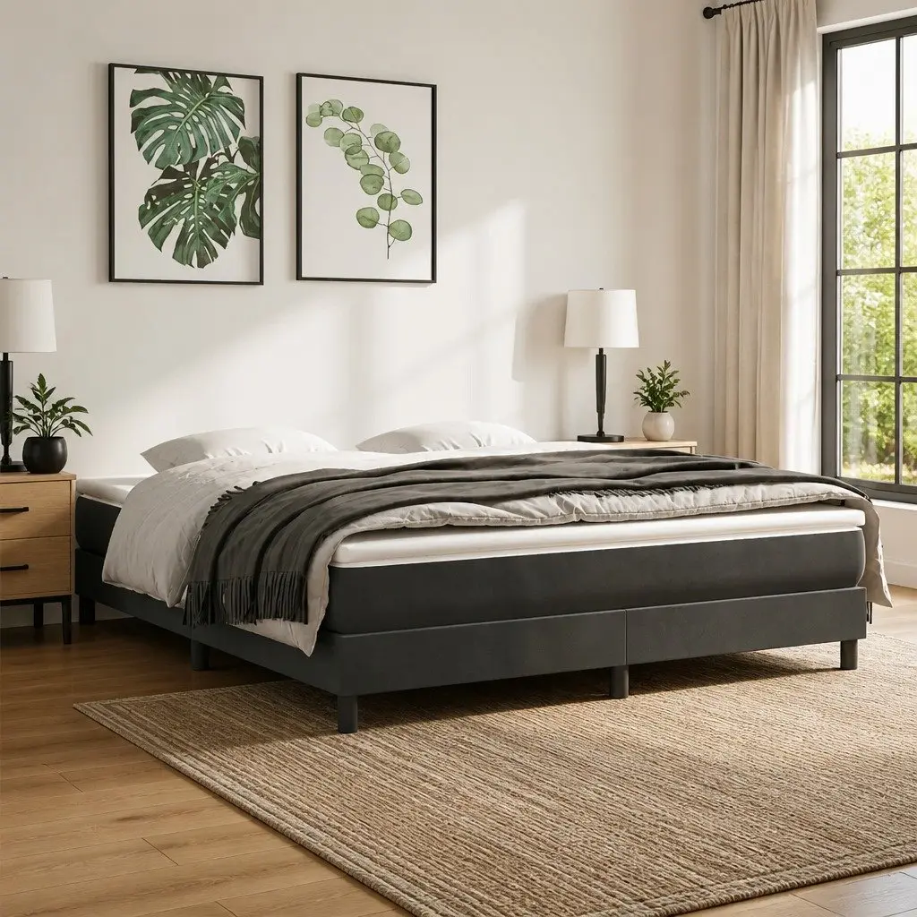 Queen Medium Firm Pocket Spring Mattress in Grey Velvet