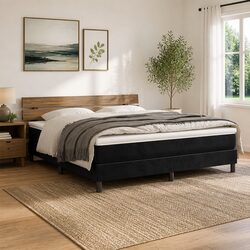 Queen Size Medium Firm Pocket Spring Mattress in Black Velvet