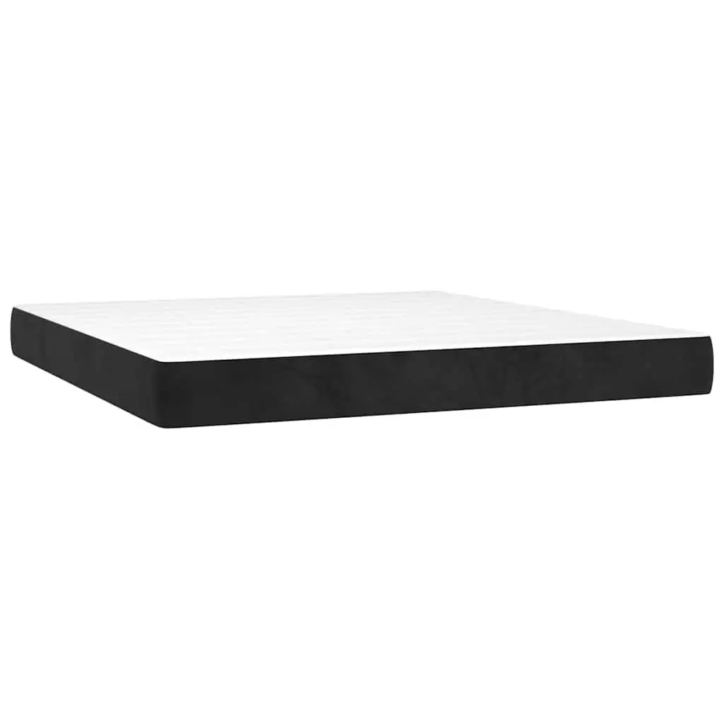 Queen Size Mattress Pocket Spring Medium Firm Black Velvet 153x203x20cm