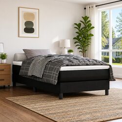 Super Single Pocket Spring Mattress in Black Faux Leather