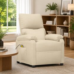 Cream Fabric Electric Massage Chair with 6 Massage Points