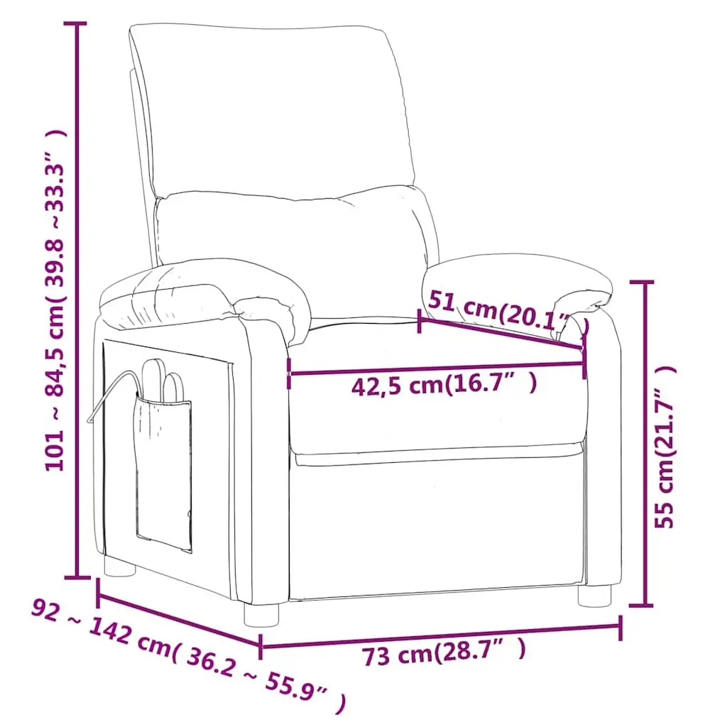 Electric Massage Chair Fabric Cream 6 Massage Points 3 Reclining Positions