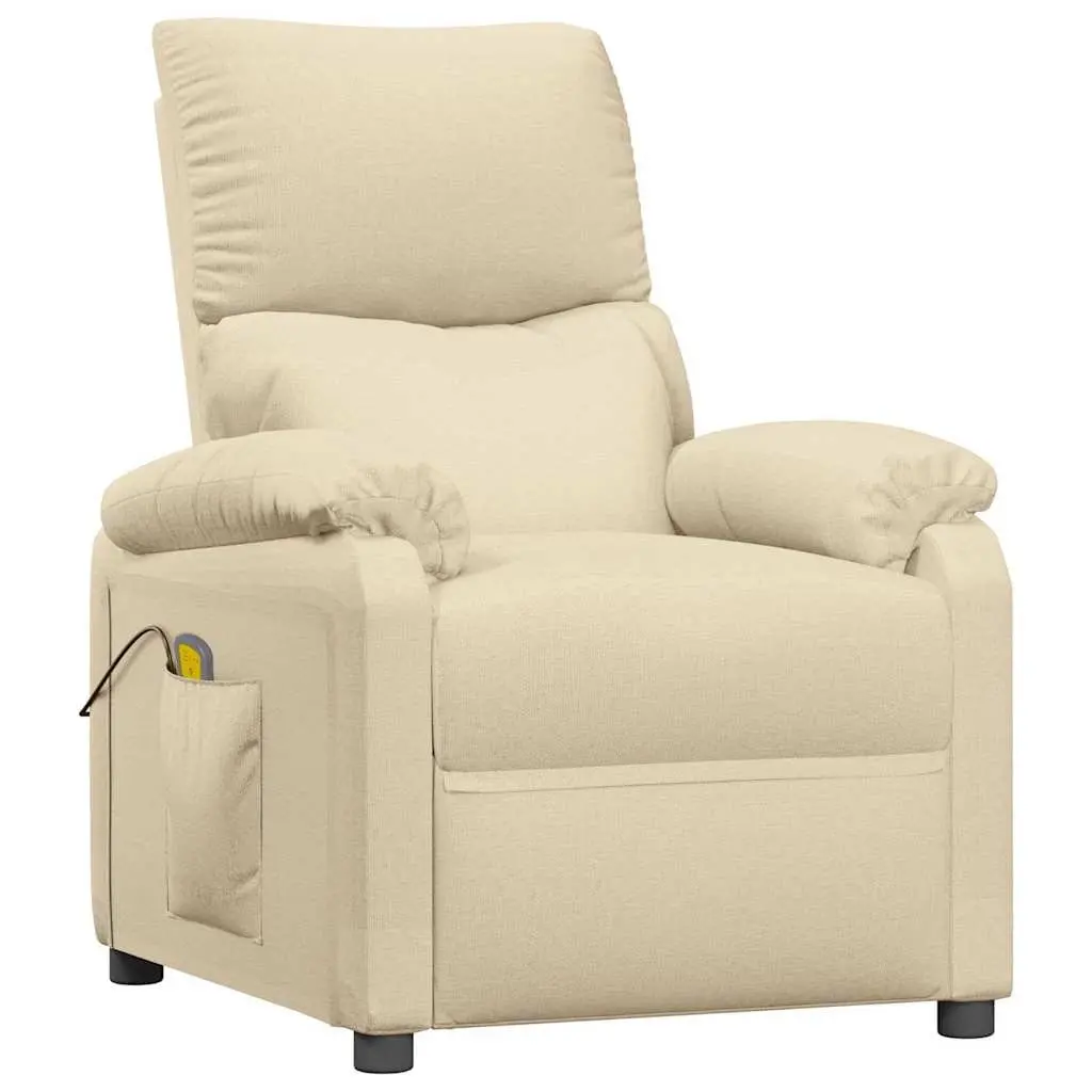 Electric Massage Chair Fabric Cream 6 Massage Points 3 Reclining Positions