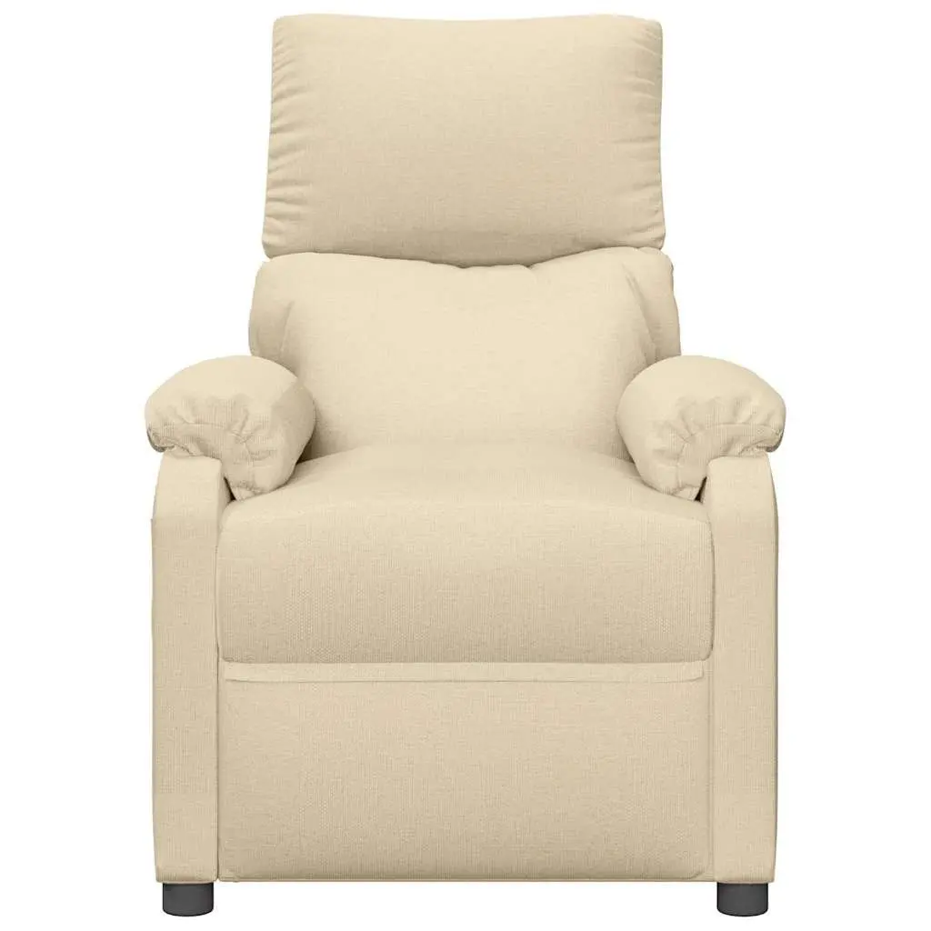 Electric Massage Chair Fabric Cream 6 Massage Points 3 Reclining Positions