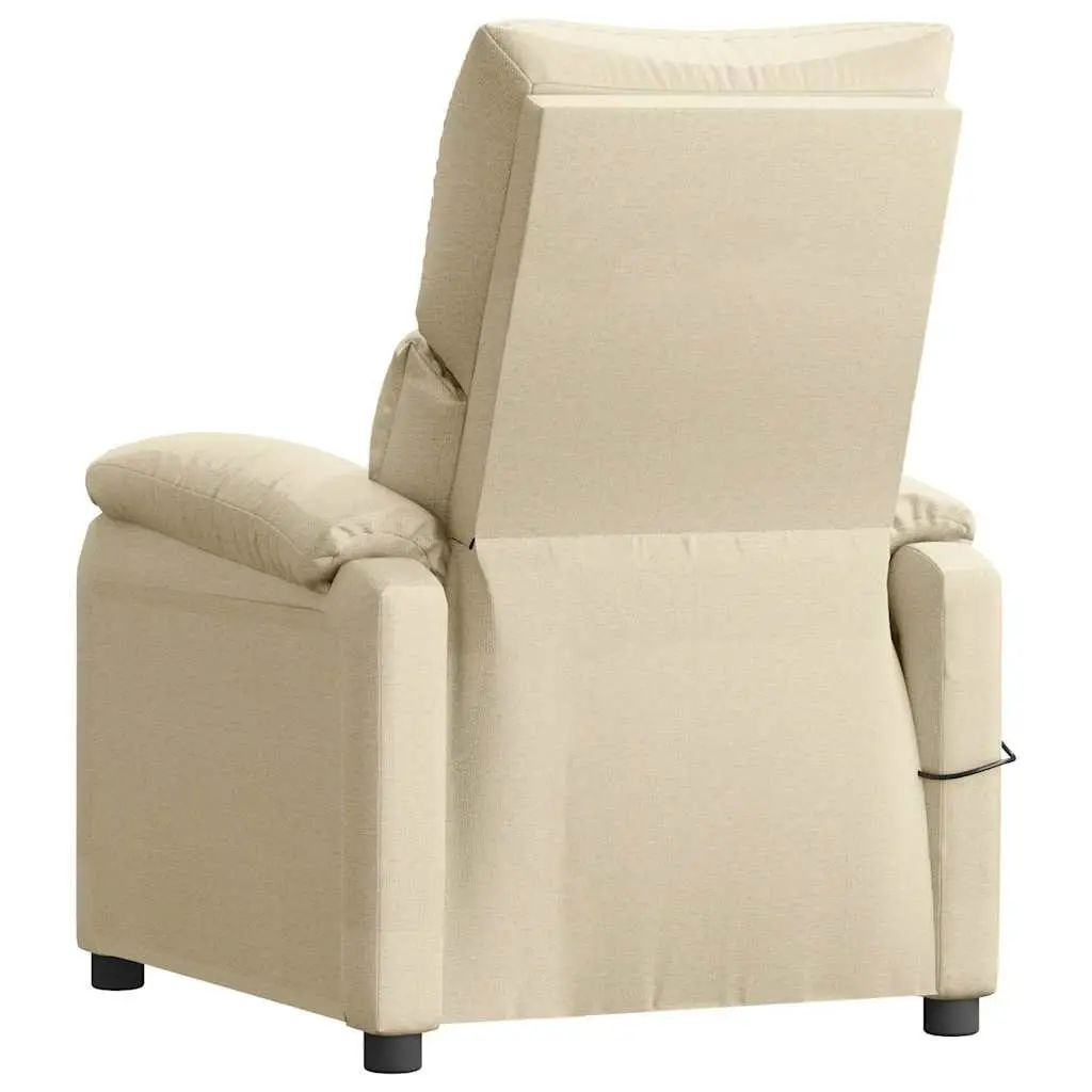 Electric Massage Chair Fabric Cream 6 Massage Points 3 Reclining Positions
