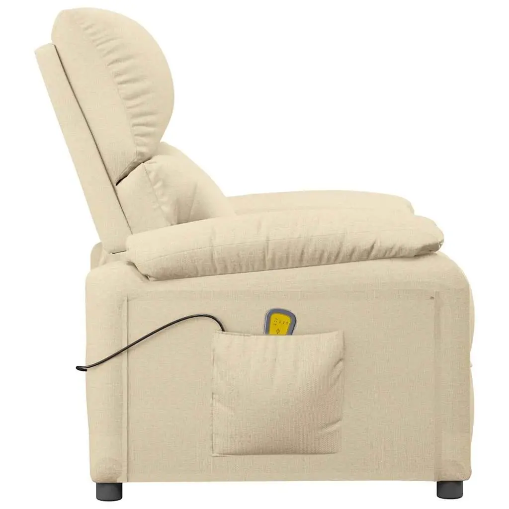 Electric Massage Chair Fabric Cream 6 Massage Points 3 Reclining Positions