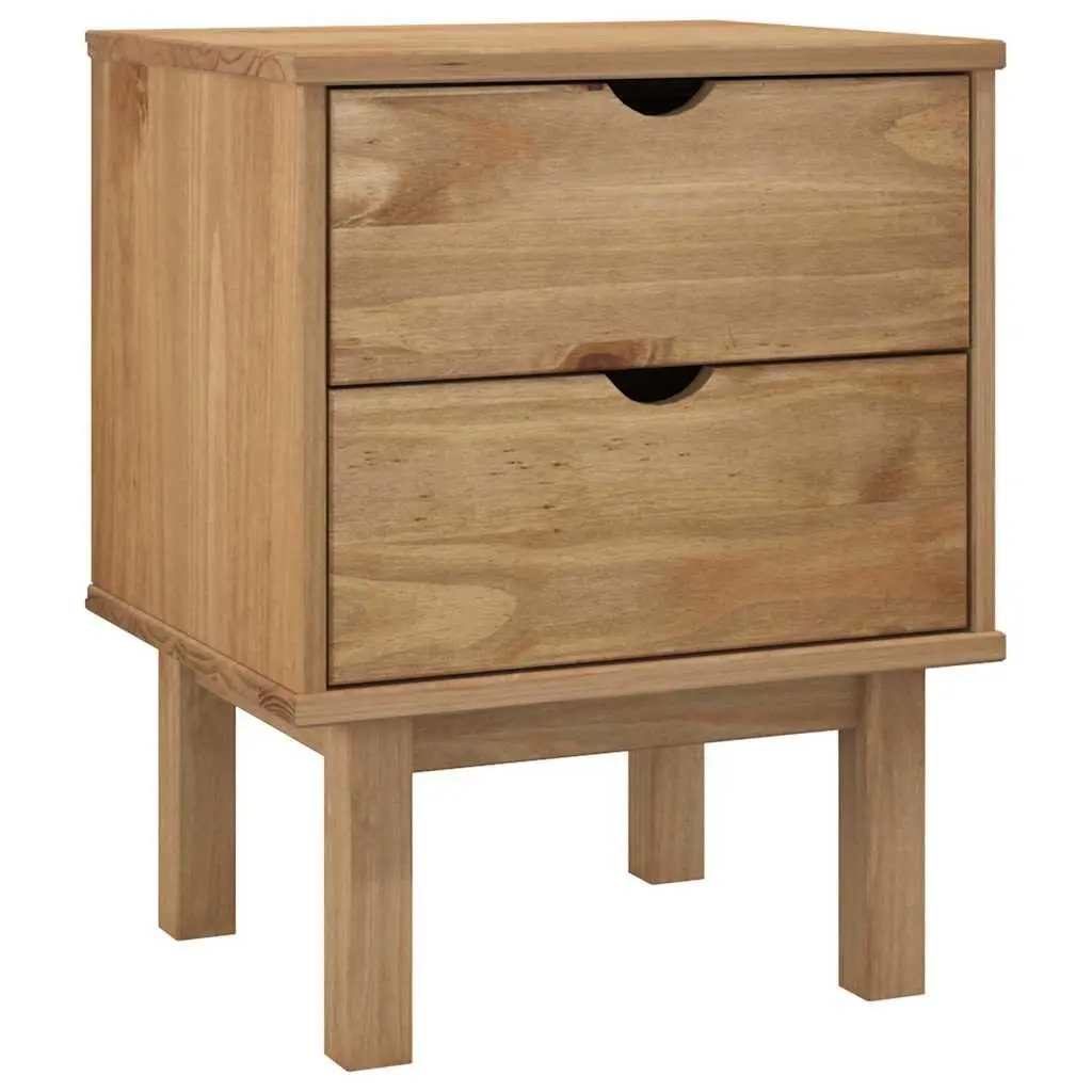 Bedside Cabinet Solid Pine Wood Nightstand Storage Drawers 45x39x57cm Brown