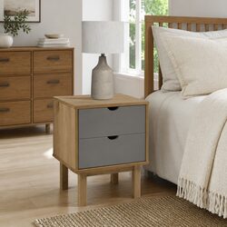 Scandinavian Style Solid Pine Nightstand with Drawers