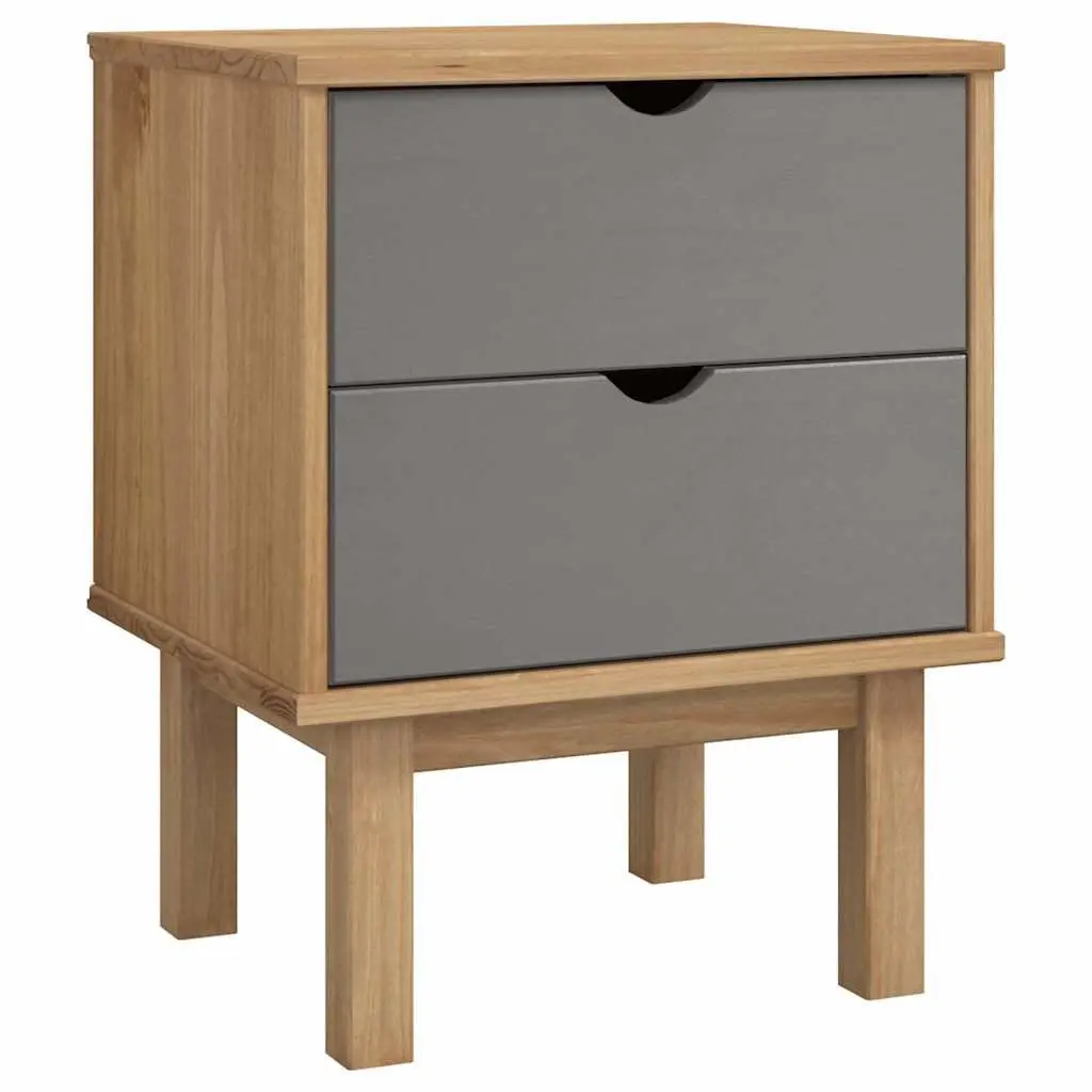 Scandinavian Style Solid Pine Nightstand with Drawers