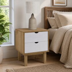 Scandinavian Design Bedside Cabinet in Solid Pine Wood