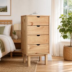 Scandinavian Style Pine Wood Drawer Cabinet 45x39x90cm