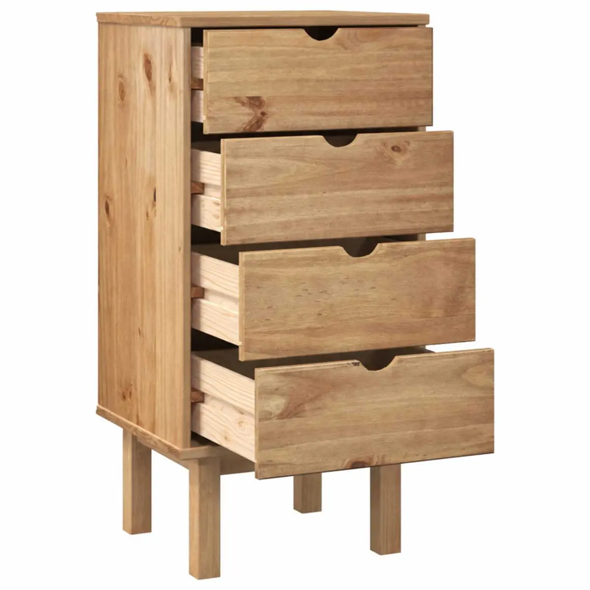 Drawer Cabinet Scandinavian Style 45x39x90cm Solid Pine Wood 4 Drawer Storage