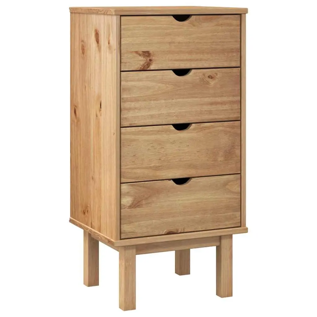 Drawer Cabinet Scandinavian Style 45x39x90cm Solid Pine Wood 4 Drawer Storage