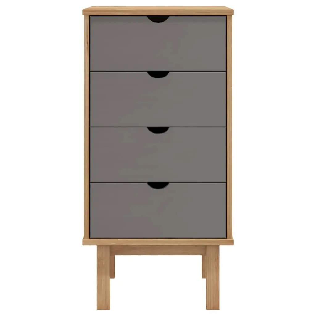 Drawer Cabinet Chest of Drawers 4 Drawer Storage Unit Brown & Grey Pine Wood