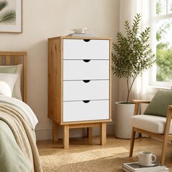 Scandinavian Style Drawer Cabinet in White and Brown