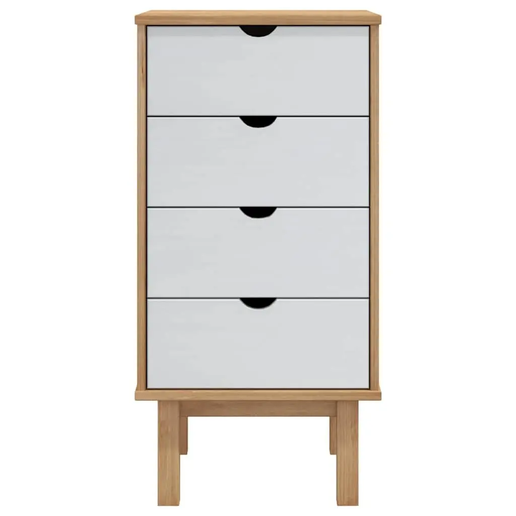 Drawer Cabinet Chest of Drawers Scandinavian Style 45x39x90cm Solid Pine Wood Brown White 4 Drawer
