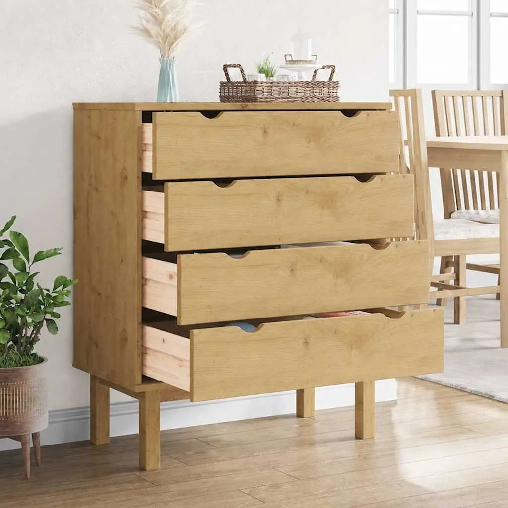 Drawer Cabinet Scandinavian Style 4 Drawer Chest Solid Pine Wood